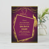 Hindoe Huis Warming Griha Pravesh Golden Peacock Kaart (Staand voorkant)