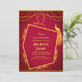 Hindoe Huis Warming Griha Pravesh Golden Peacock Kaart (Staand voorkant)