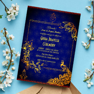 Hindoe Huis Warming Griha Pravesh Golden Peacock Kaart