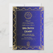 Hindoe Huis Warming Griha Pravesh Gouden Blauw Kaart (Voorkant)