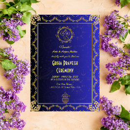 Hindoe Huis Warming Griha Pravesh Gouden Blauw Kaart