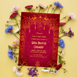 Hindoe Huis Warming Griha Pravesh Gouden Ganesha I Kaart