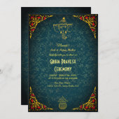 Hindoe Huis Warming Griha Pravesh Gouden Maroon Kaart (Voorkant / Achterkant)