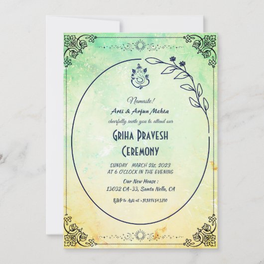 Hindoe Huis Warming Griha Pravesh Kaart (Voorkant)