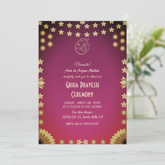 Hindoe Huis Warming Griha Pravesh Kaart (Staand voorkant)