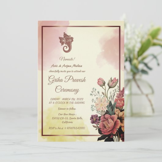 Hindoe Huis Warming Griha Pravesh Kaart (Staand voorkant)