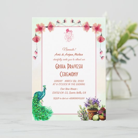 Hindoe Huis Warming Griha Pravesh Kaart (Staand voorkant)