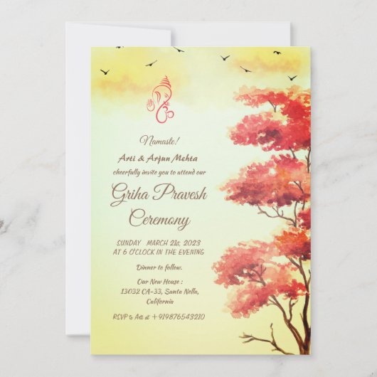 Hindoe Huis Warming Griha Pravesh Kaart (Voorkant)