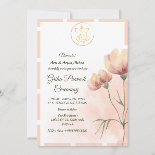 Hindoe Huis Warming Griha Pravesh Kaart (Voorkant)