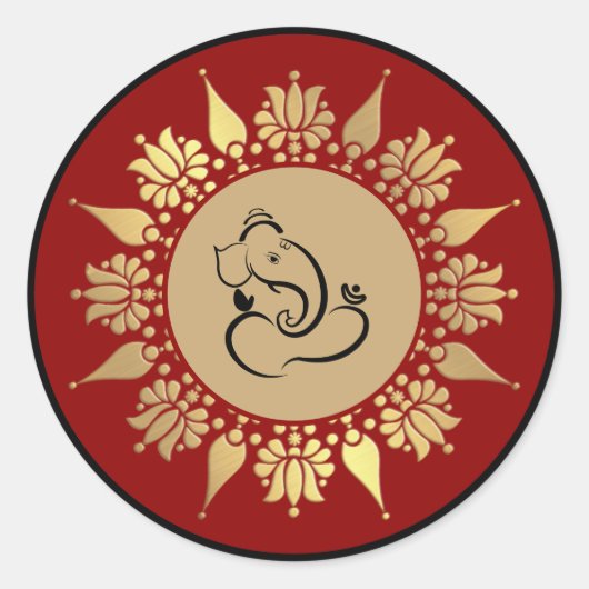 Hindoe Huwelijk Ganesha Ronde Sticker (Voorkant)