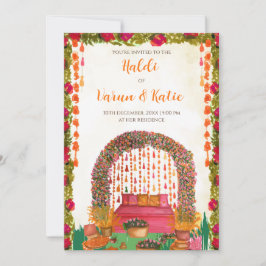 Hindoe huwelijks Haldi ceremonie uitnodigingen