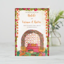 Hindoe huwelijks Haldi ceremonie uitnodigingen