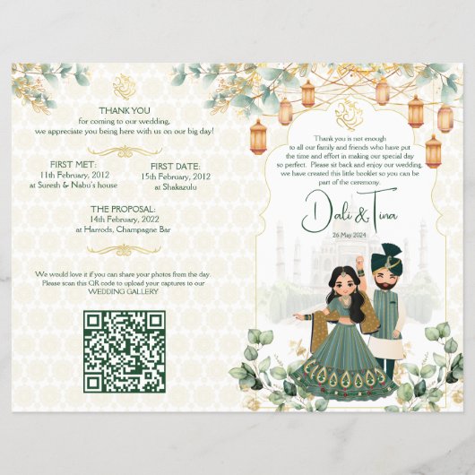 Hindoe huwelijksrituelen programma groen goud flyer (Voorkant)