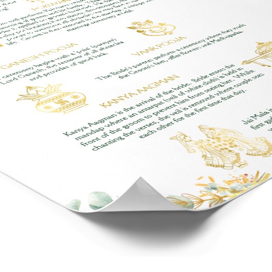 Hindoe huwelijksrituelen programma groen goud sjab poster (Hoek)