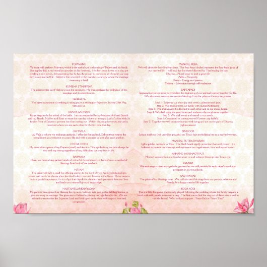 Hindoe huwelijksrituelen programma roze lotus poster (Voorkant)