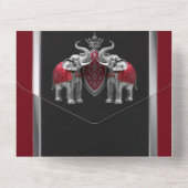 Hindoe Indiase olifanten damast Bourgondische zwar All In One Uitnodiging (Achterkant)