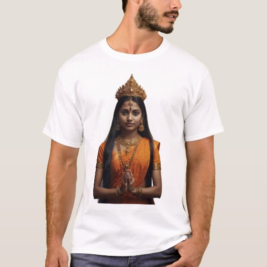 Hindoe Koningin's Devotionele Portret T-shirt (Voorkant)