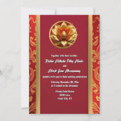 Hindoe lotusbloem Bourgogne goud floral chic Kaart (Voorkant)