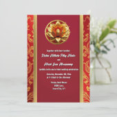 Hindoe lotusbloem Bourgogne goud floral chic Kaart (Staand voorkant)