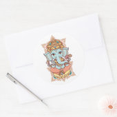 Hindoe olifant God Lord Ganesh. Ronde Sticker (Envelop)