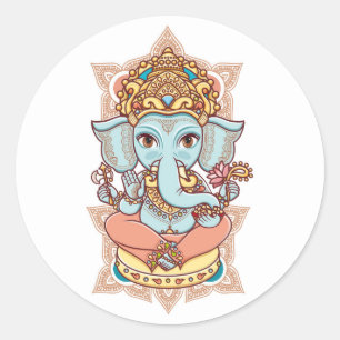 Hindoe olifant God Lord Ganesh. Ronde Sticker