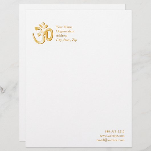 Hindoe OM Symbool 8.5 "x 11" Briefhoofd (Voorkant / Achterkant)