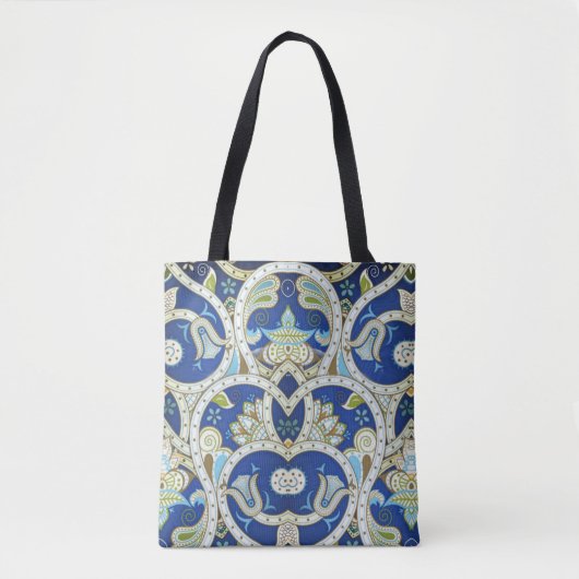 Hindoe Ornamenten Blauw Tote Bag (Voorkant)