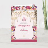 Hindoe trouwceremonie tropische bloemen gast programma (Voorkant)