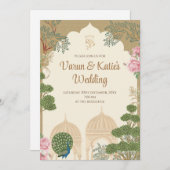 Hindoe trouwkaart Digitale & Indiase bruiloft uitn Kaart (Voorkant / Achterkant)