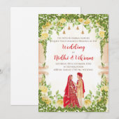 Hindoe-trouwkaarten en uitnodigingen voor Indiase  (Voorkant / Achterkant)