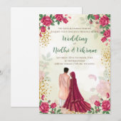 Hindoe-trouwkaarten en uitnodigingen voor Indiase  (Voorkant / Achterkant)