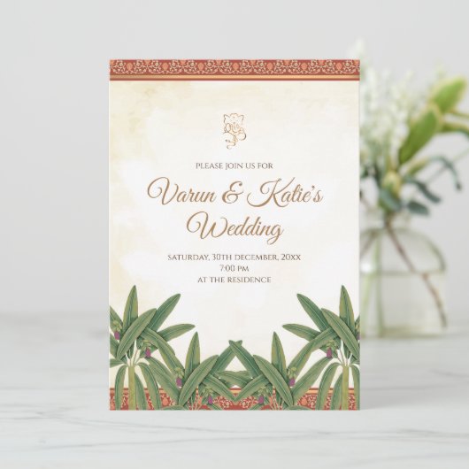 Hindoe uitnodiging als Hindoe bruiloft uitnodigen (Staand voorkant)