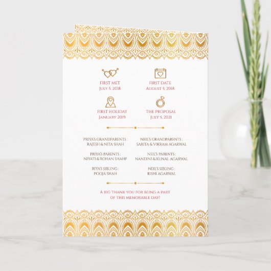 Hindoeceremonieprogramma als Indiase trouwgids Programma (Achterkant)
