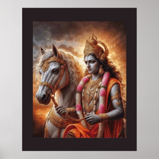 Hindoegod met Paard - Poster (Voorkant)