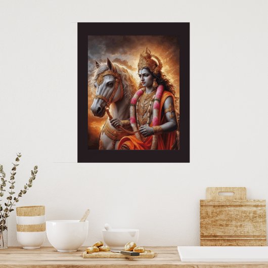 Hindoegod met Paard - Poster (Keuken)