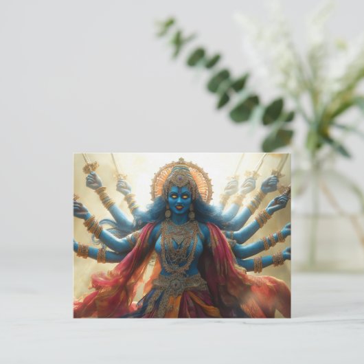 Hindoegodin Kali Portretschilderij Shakti Kunst Briefkaart (Staand voorkant)