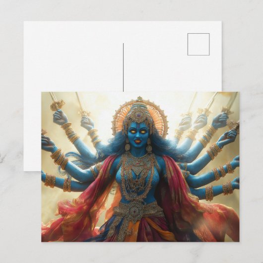 Hindoegodin Kali Portretschilderij Shakti Kunst Briefkaart (Voorkant / Achterkant)