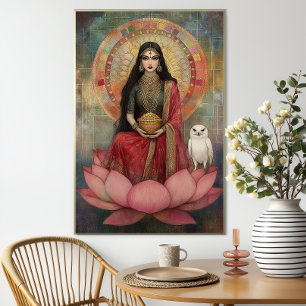 Hindoegodin Lakshmi Art Nouveau-mozaïekschilderij Poster