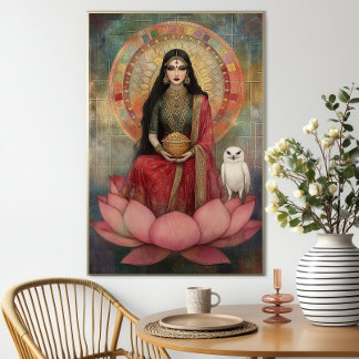 Hindoegodin Lakshmi Art Nouveau-mozaïekschilderij Poster