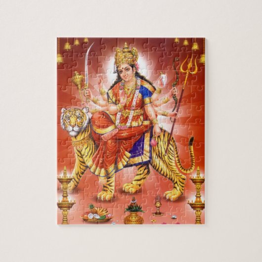 Hindoeïstische Godin Durga Tijger Legpuzzel (Verticaal)