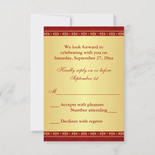 Hindoestaanse Ganesh Rood Gouden Rollen Trouw RSVP (Achterkant)