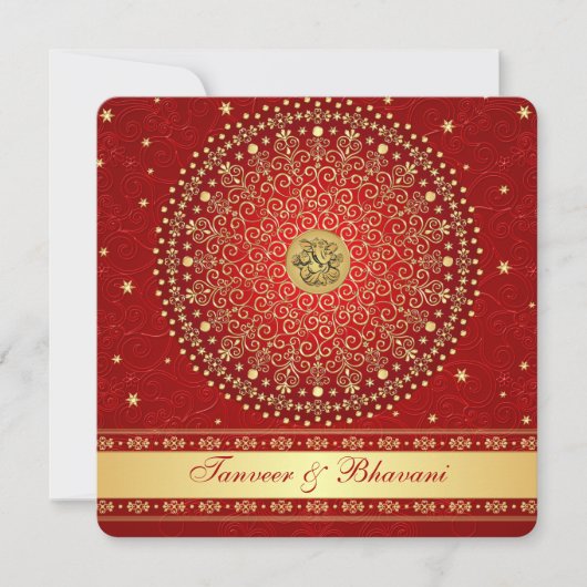 Hindoestaanse Ganesh Rood, Gouden Sluitstukken Uit Kaart (Voorkant)