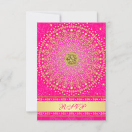 Hindoestaanse Ganesh Roze, Gouden Rollen Huwelijks RSVP Kaartje