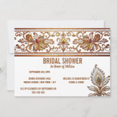 Hindoestaanse Indiase bruid gouden pauw veren henn Kaart (Voorkant)