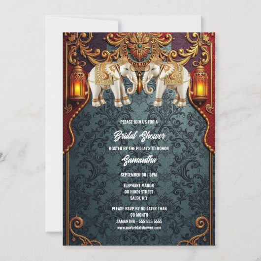 Hindoestaanse traditionele Indiase olifanten bloem Kaart (Voorkant)