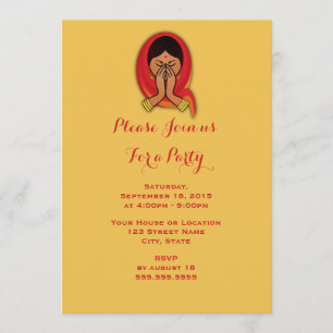 Hindoestaanse vrouw in Namaste poseert generieke p Kaart