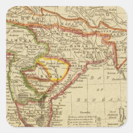Hindoostan of India Vierkante Sticker (Voorkant)