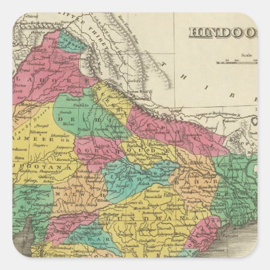Hindostan 3 vierkante sticker (Voorkant)