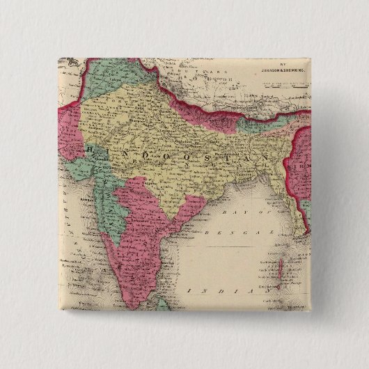 Hindostan of British India Vierkante Button 5,1 Cm (Voorkant)