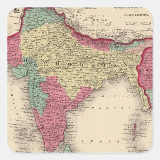 Hindostan of British India Vierkante Sticker (Voorkant)